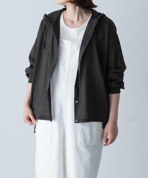 かぐれ ブラウス シャツ コットンシルクシアーフーディシャツ