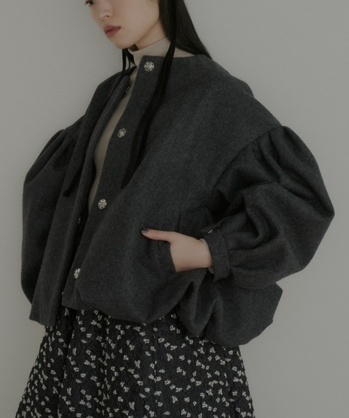 PERNA（ペルナ） ノーカラーコート コート バルーンショートコート