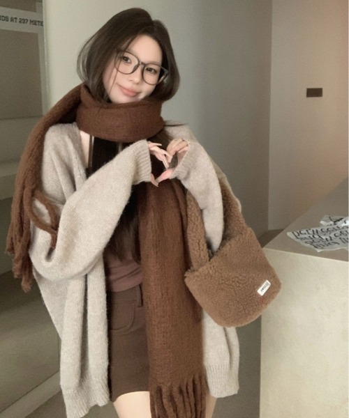 マフラー ストール モヘアライク フリンジ レディース : ZOZOTOWN