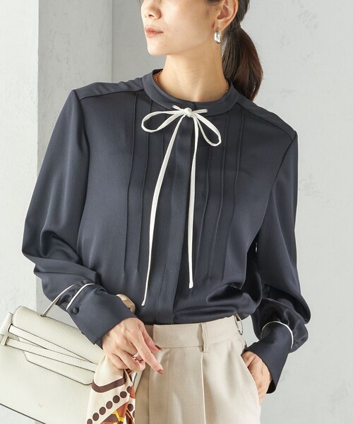 SHIPS（シップス） ブラウス シャツ 「手洗い可能」ハンマー サテン