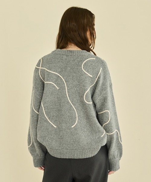 OLUN ニット セーター nuance tape line knit/ニュアンステープライン