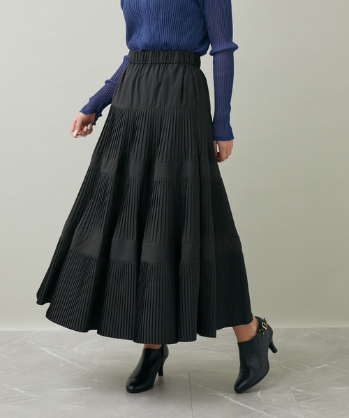 Dignite collier（ディニテコリエ） スカート 三段プリーツスカート