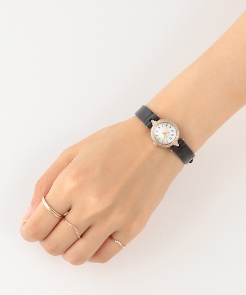 agete（アガット） 腕時計 ラウンドフェイス革ベルトウォッチ