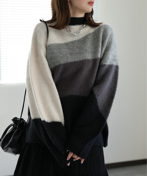 sakishimatokyo ニット セーター モヘアタッチグラデーションニット