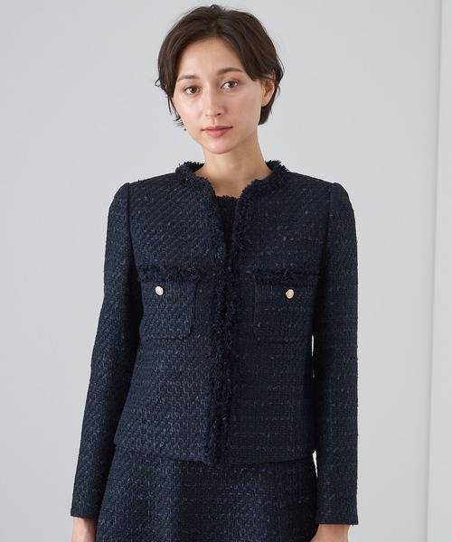 ANAYI（アナイ） ジャケット ノーカラージャケット ミックスツイード