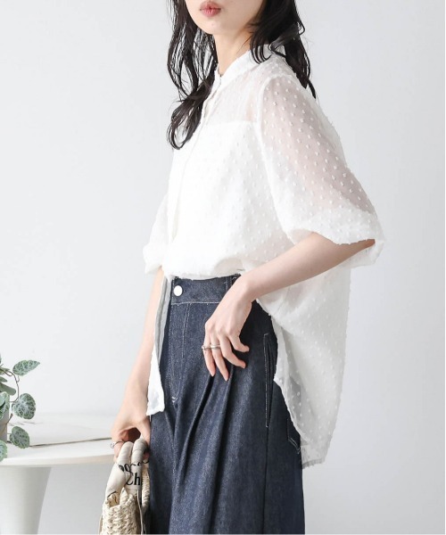 La-gemme（ラジェム） ブラウス シャツ シアードット ジャガード