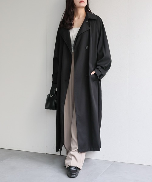 ap retro トレンチコート コート とろみロングトレンチコート / 軽やか