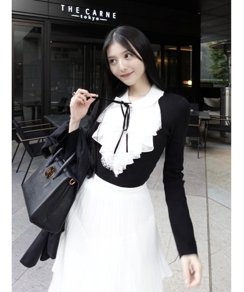 SNIDEL（スナイデル） ニット セーター Sustainableレイヤードラッフル