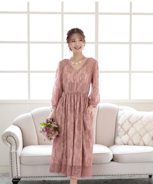 Placebo（プラシーボ） ドレス ポケット付きパイピングレースドレス