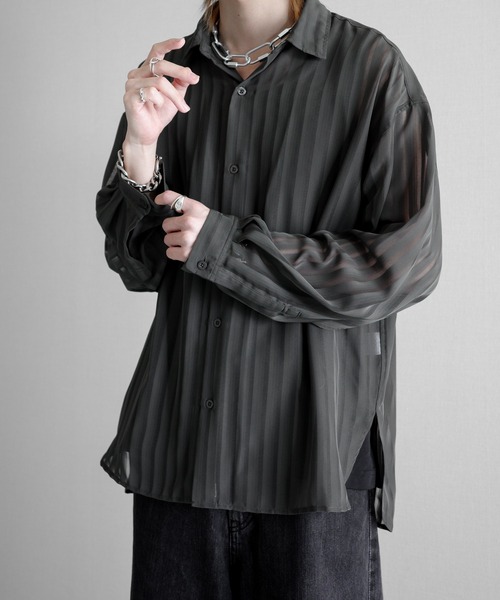 KUUUPY（クーピー） シャツ Shadow Stripe Sheer Shirt - シャドー
