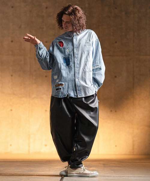 GLIMCLAP パンツ mp13177- Synthetic leather balloon silhouette