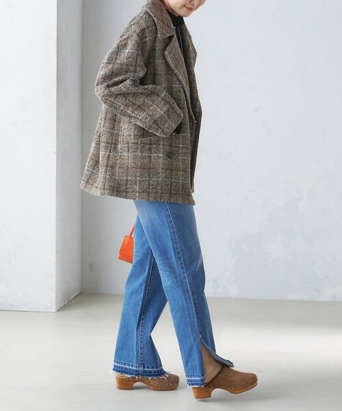 SHIPS（シップス） ピーコート pコート スライバー チェック ショート