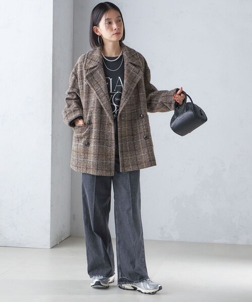 SHIPS（シップス） ピーコート pコート スライバー チェック ショート