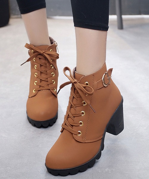 Dewlily ブーツ 編み上げショートブーツ レディース : ZOZOTOWN Yahoo