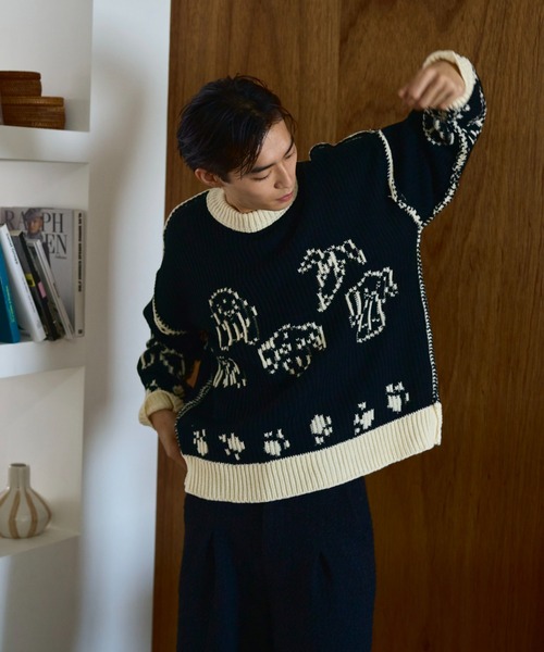Camphor wood セーター ニット low gauge reversible dog sweater