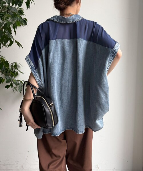 DouDou（ドゥドゥ） ブラウス シャツ リヨセルデニムバック切替シャツ