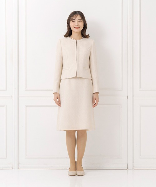 CARETTE（カレット） セットアップ ミックスツイードのノーカラー