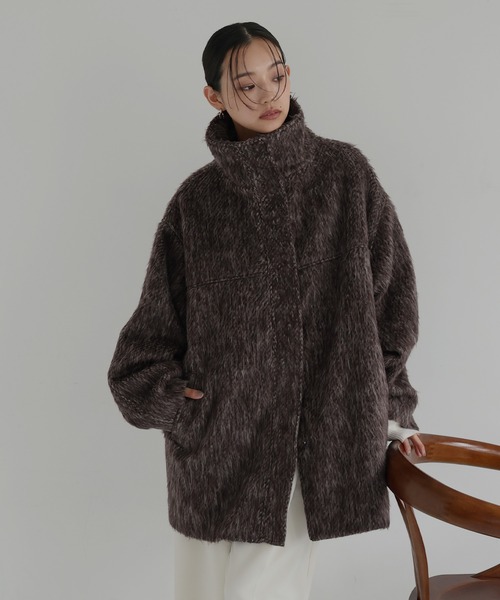 hellam（ヘラム） ステンカラーコート コート シャギースタンドカラー