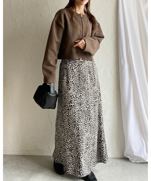 She's Closet スカート レオパード/豹ヒョウ柄プリントフレアロング