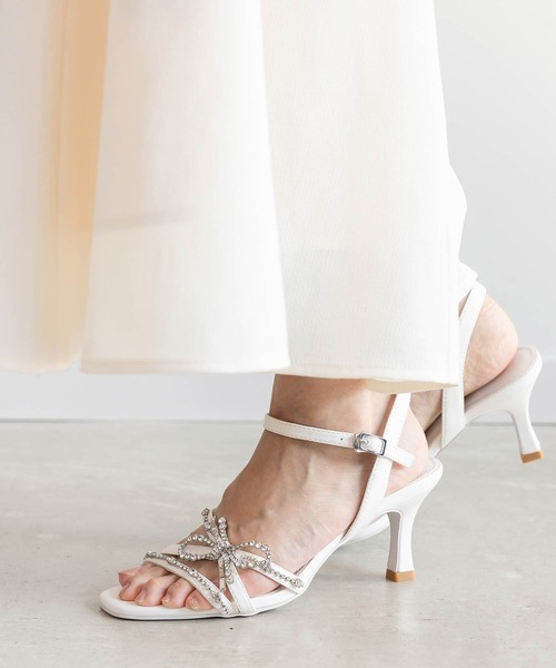 RANDA（ランダ） サンダル ビジューリボンストラップサンダル