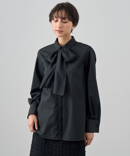 ANAYI（アナイ） ブラウス シャツ コンパクトコットンシアーボウタイ