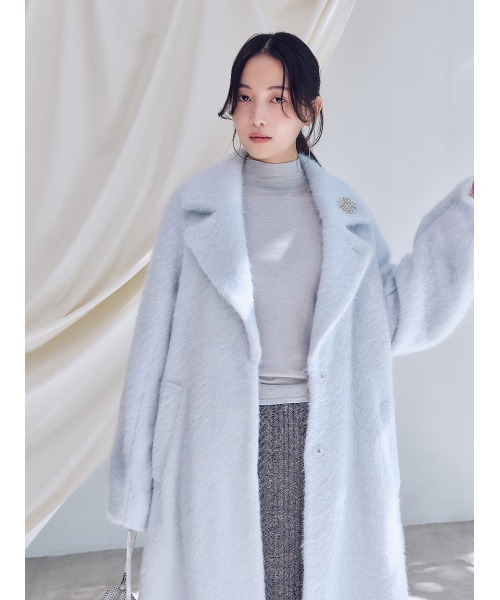 SNIDEL（スナイデル） コート チェスターコート ブローチ付きシャギー