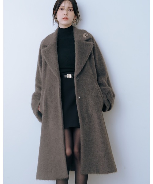 SNIDEL（スナイデル） コート チェスターコート ブローチ付きシャギー
