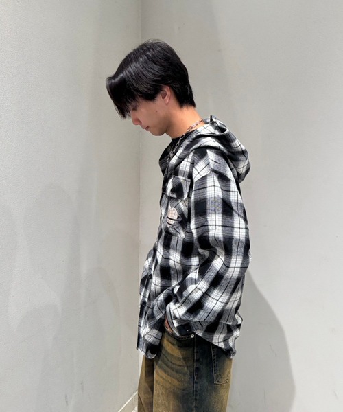 MEMORY パーカー 「MEMORY」オンブレチェック シャツパーカー / Ombre