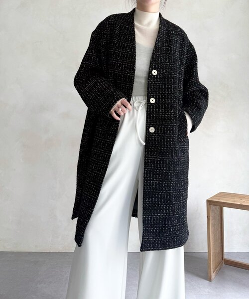 BEARDSLEY（ビアズリー） コート アウター チェックツイードロング