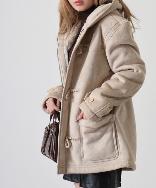 Ree&Mee ダッフルコート コート フェイク ムートン ショート ダッフル