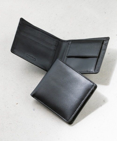 MURA（ムラ） 財布 やぎ革レザー 隠しポケット付 スリム 二つ折り財布