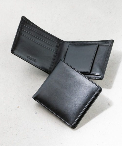 MURA（ムラ） 財布 やぎ革レザー 隠しポケット付 スリム 二つ折り財布