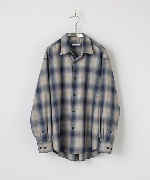 WYM LIDNM シャツ VINTAGE CHECK DRAPE FLANNEL SHIRT メンズ