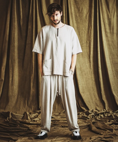 NO ID.（ノーアイディー） tシャツ 「NO ID.」Big Zip Henley Neck