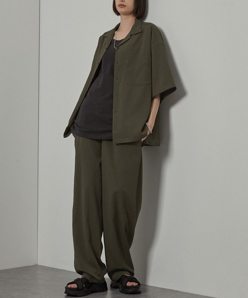 セットアップ 2点セット ビッグシルエットオープンカラー半袖シャツ