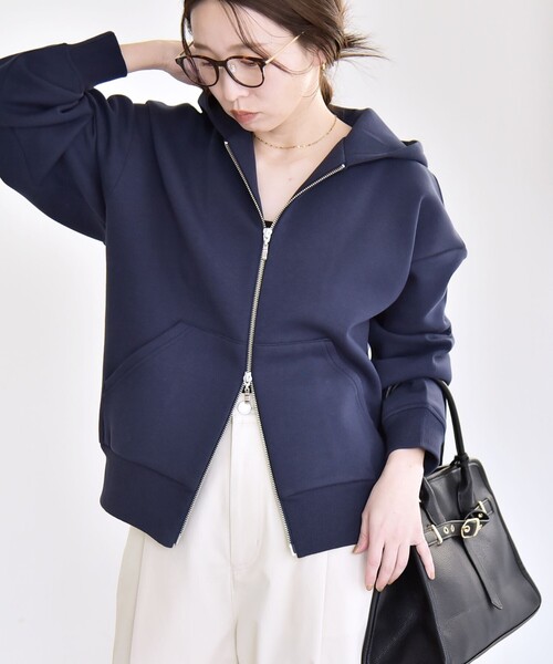 quaranciel パーカー quaranciel:「洗濯機可能」ポンチ ダブルジップ