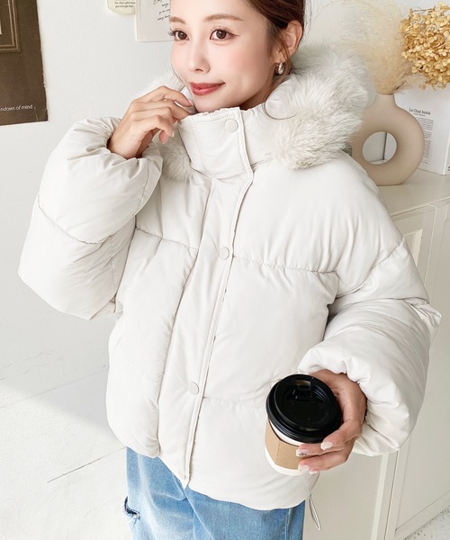 moment+ ダウンコート ダウンジャケット ファイバーダウンフードファー