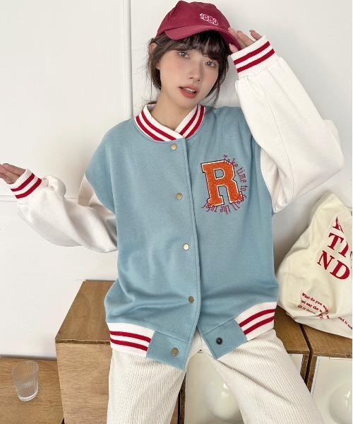 ad thie（アドティエ） スタジャン パイルワッペン 刺繍ロゴ 裏起毛