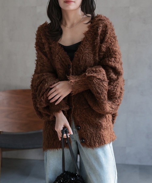 ap retro カーディガン プードルシャギーニットカーディガン