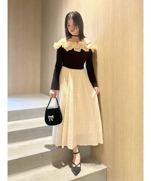 LILY BROWN（リリーブラウン） ワンピース フリルカラーニットコンビ