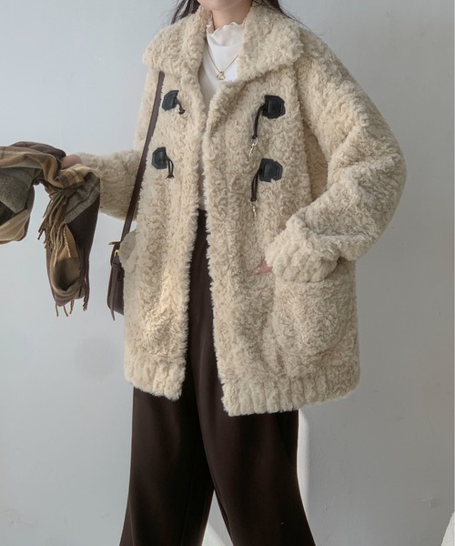 Maison Calme ダッフルコート コート オーバーサイズフェイクプードル