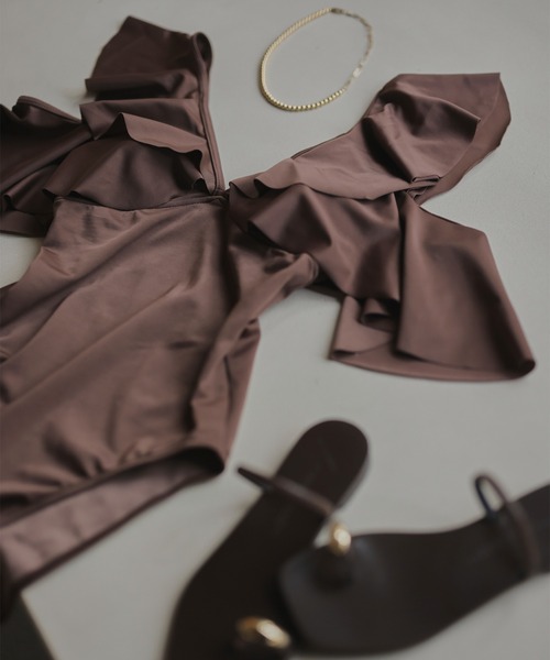 anuans（アニュアンス） 水着 フリルスリーブワンピーススイムウエア