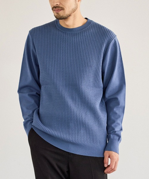 JUN STANDARD PICKS セーター ニット 前身ケーブルクルーネックニット