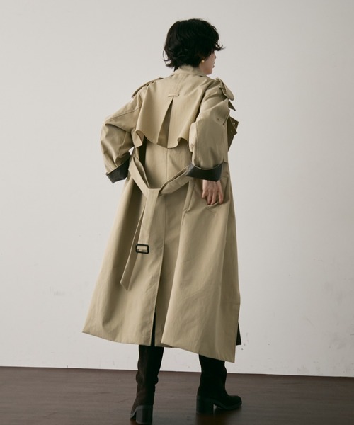 Trish（トリッシュ） トレンチコート コート ヴィーガンレザー配色