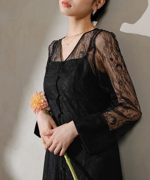 Kana ドレス 総レース ティアード Aライン ワンピースドレス