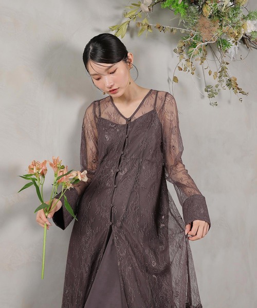 Kana ドレス 総レース ティアード Aライン ワンピースドレス