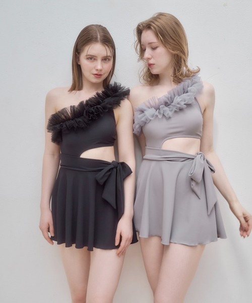 mellowneon（メロウネオン） 水着 チュールワンショルダー水着