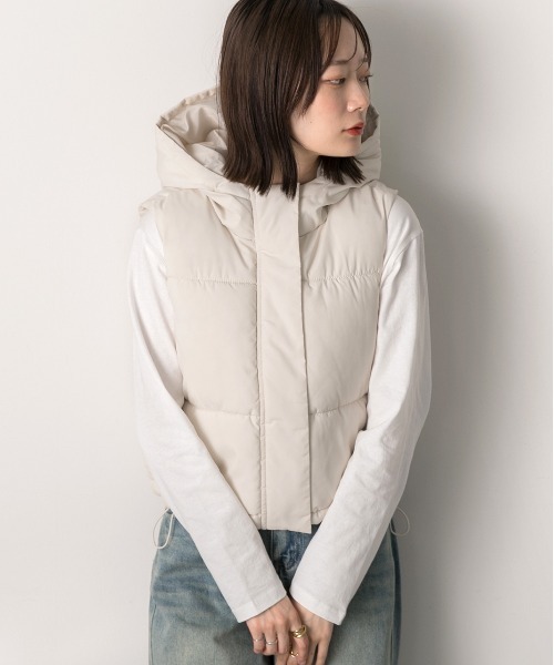 ad thie（アドティエ） ダウンベスト ベスト フード付き 中綿 ショート
