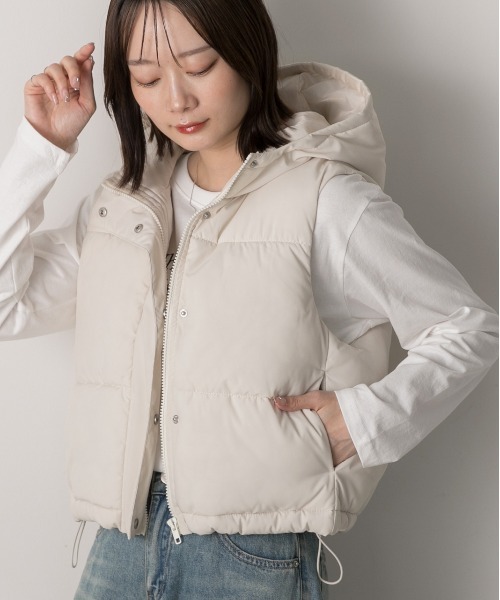 ad thie（アドティエ） ダウンベスト ベスト フード付き 中綿 ショート