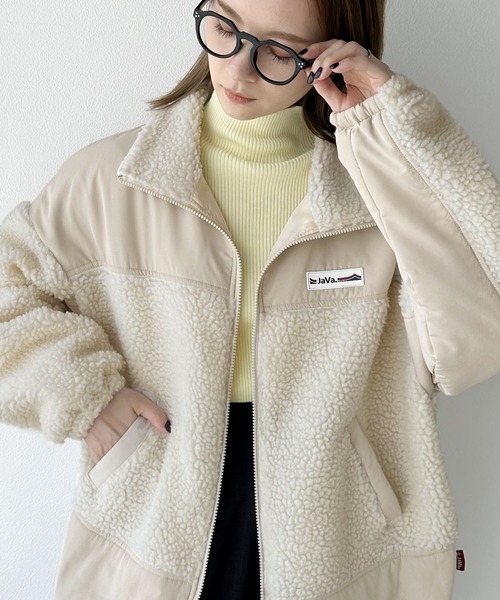 JAVAフード付きボア切り替えアイボリー XL S11560888 - ジャケット